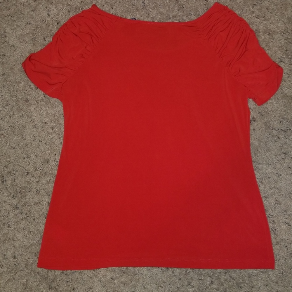 Cute Ruched Sleeve Red Top! - Picture 2 of 2